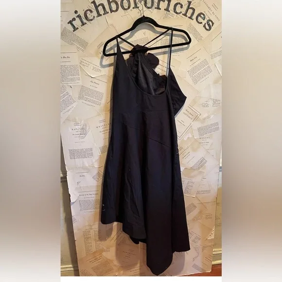 Anthropologie Yukiko Noritake Asymmetrical Floral Midi Dress Black Combo Orange - Picture 9 of 9